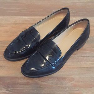 Via Spiga Black Patent Leather Loafers - Sz 7